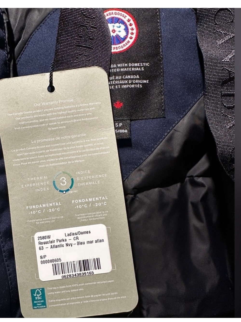 NWT New Canada Goose Rossclair Parka in Navy Blue Size Small - Picture 5 of 10